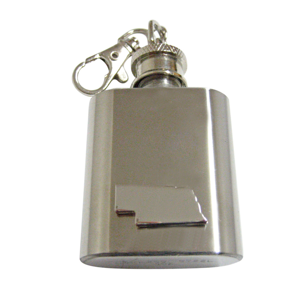 Nebraska State Map Shape 1oz Keychain Flask - image 1